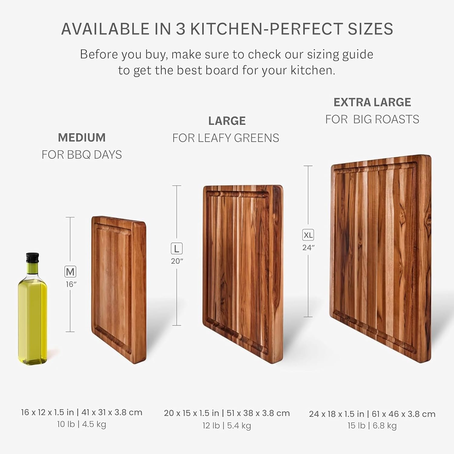 Teakhaus Carving Board with Juice Groove - Small (S) Teak Wood Cutting Board 16”L x 12”W x 1.5” Thick - Sustainably Harvested &amp; FSC Certified - Knife Friendly with Beeswax Oil Finish